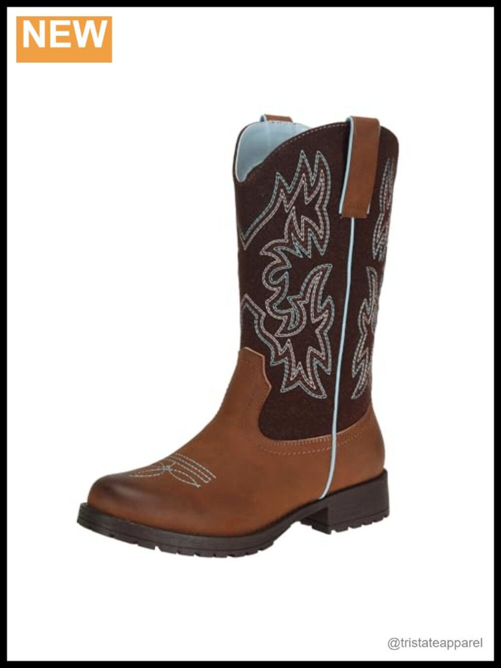 Women's Cowboy Western Boots Round Toe Slip Resistant Suede Faux Leather Work